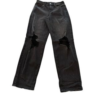 Express NWOT Mid Rise Boyfriend Black Denim Ripped Jeans